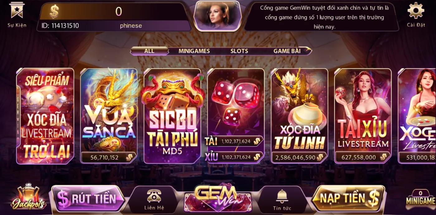 Kho game hấp dẫn hàng đầu tại cổng game Gemwin