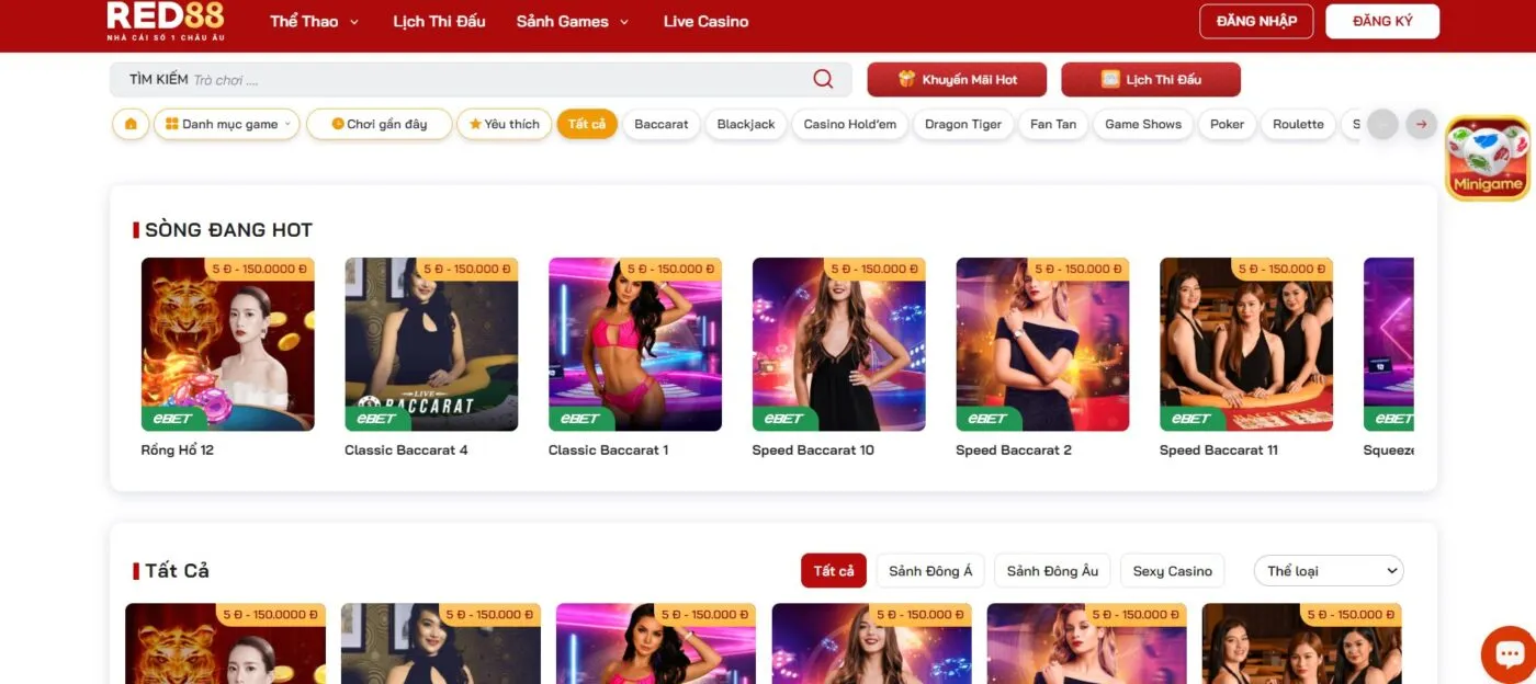 Cá cược Live Casino chất lượng đỉnh cao tại nhà cái Red88